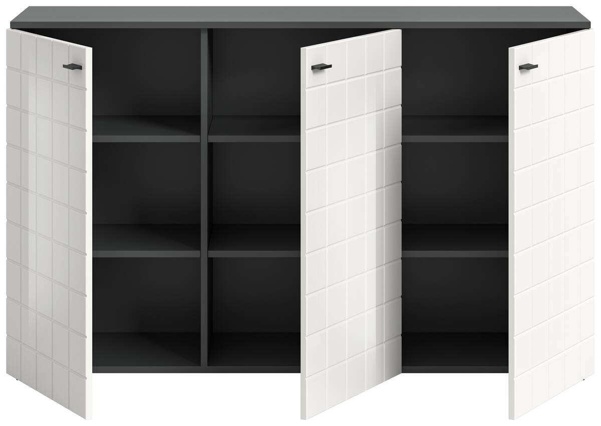 Sideboard Monte anthrazit weiß Hochglanz B/H/T: ca. 138x86x37 cm