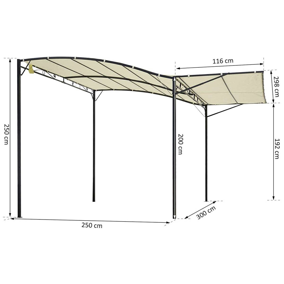 Outsunny Pavillon schwarz Stahl B/H/L: ca. 250x250x300 cm