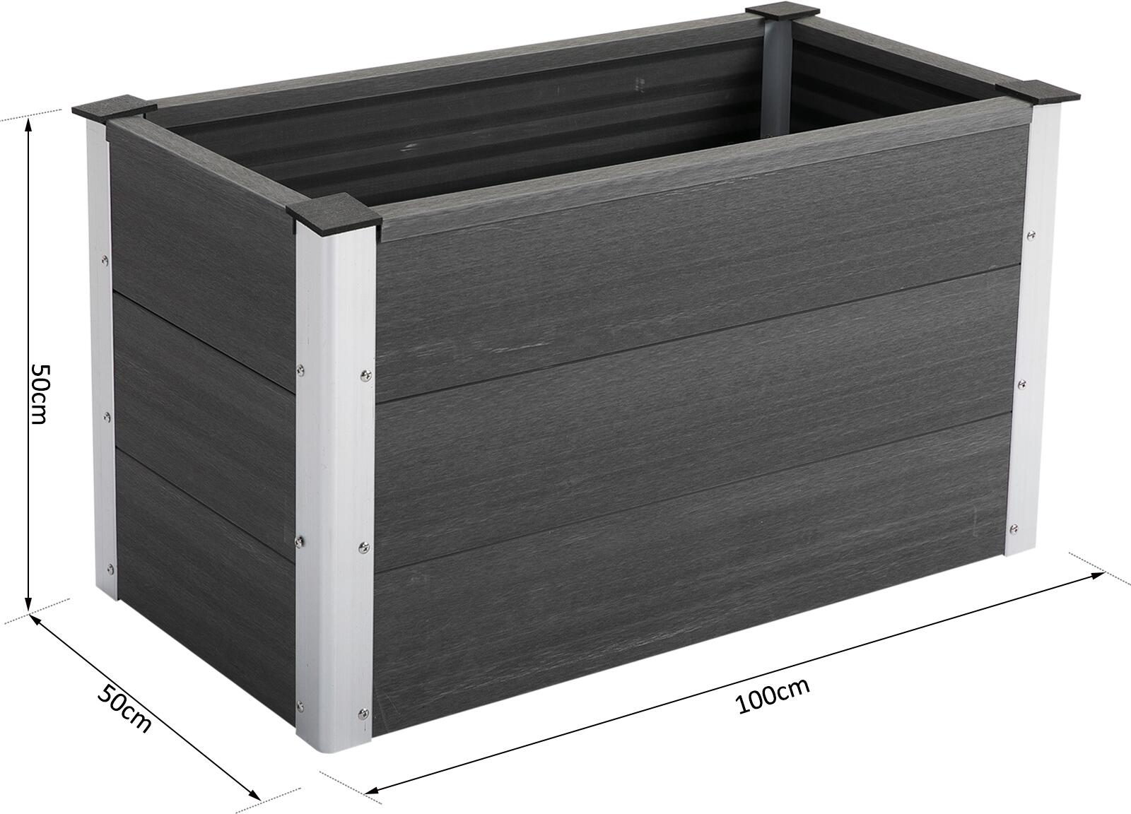 Outsunny Blumenkübel grau Kunststoff B/H/L: ca. 50x50x100 cm