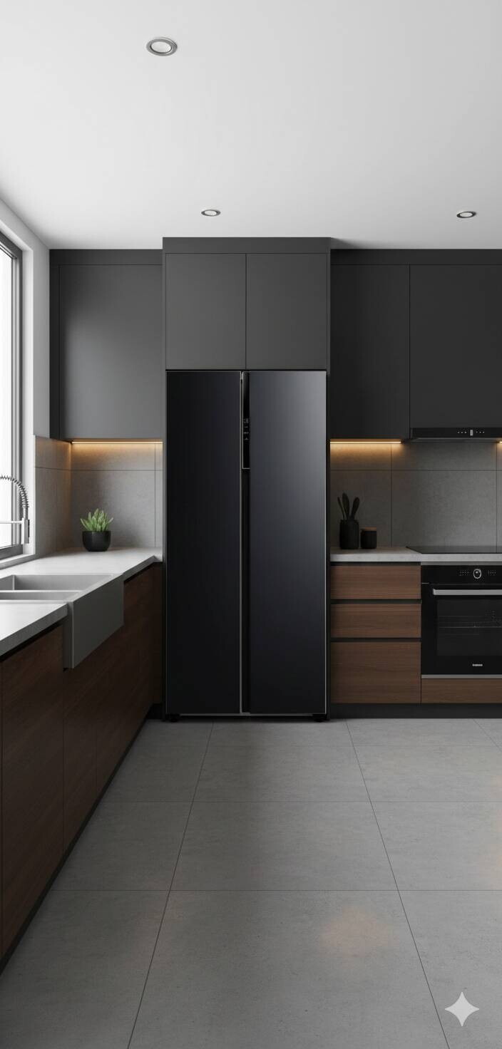 POCOline Side-by-Side SBS179-460EWDNF schwarz B/H/T: ca. 83,5x177,5x63,5 cm