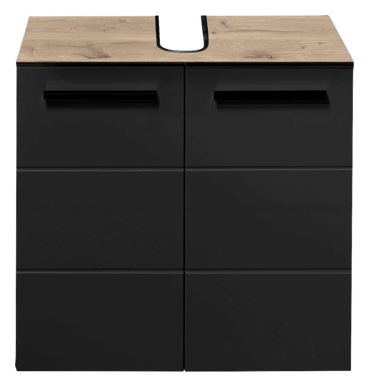 Waschbeckenunterschrank Vista Oak Eiche Viking Nachbildung schwarz matt B/H/T: ca. 60x62x31 cm
