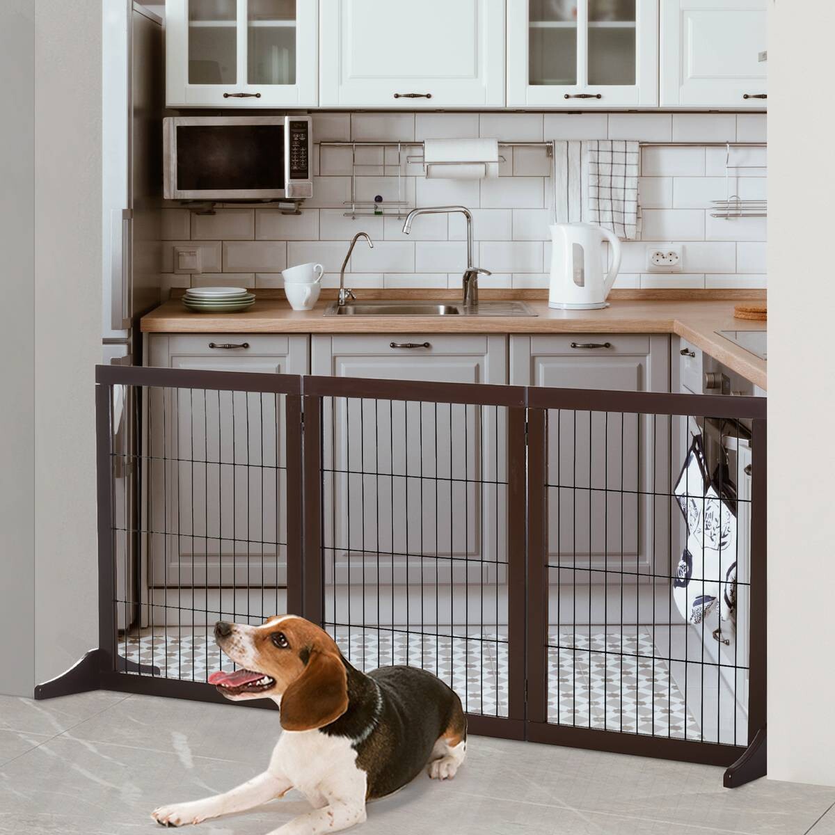 PawHut Absperrgitter braun Kiefer B/H/L: ca. 36x71x185 cm