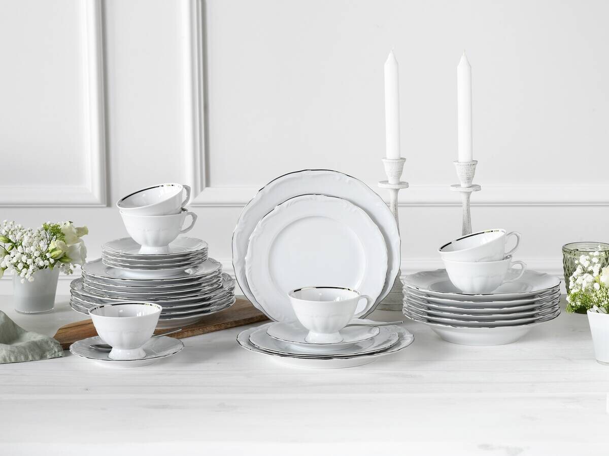 CreaTable Tafelservice Maria Theresia platin Porzellan 30 tlg.