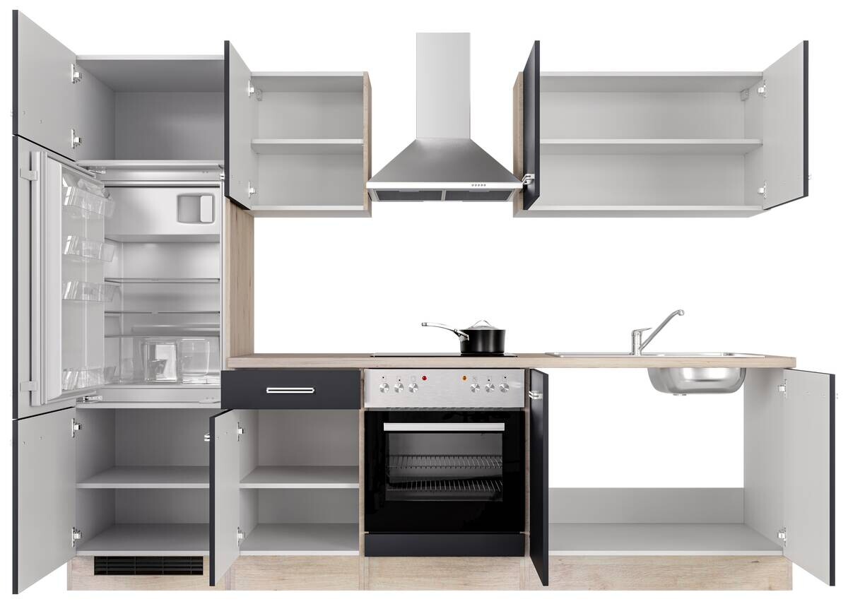 Küchenblock Elva anthrazit strukturiert B/H/T: ca. 270x200x60 cm