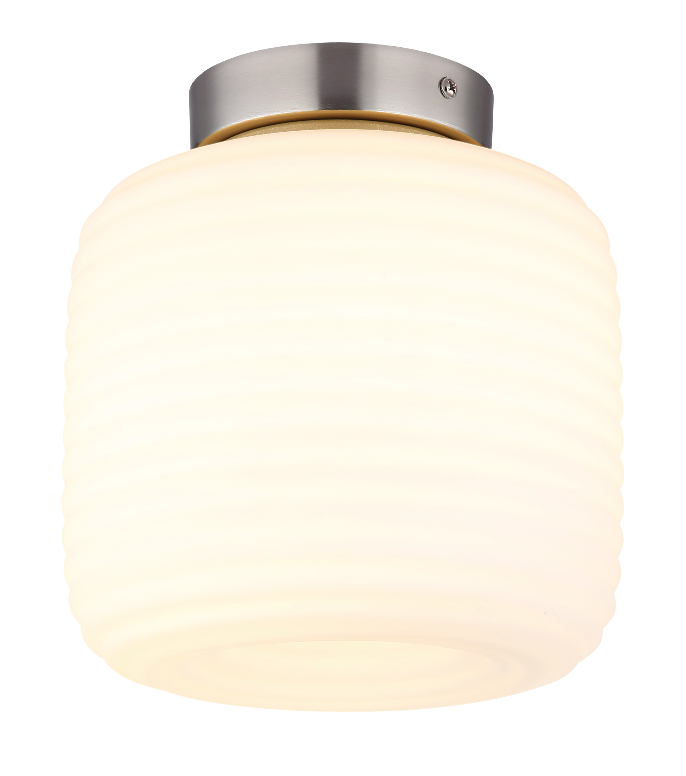 GLOBO Deckenleuchte nickel matt Opal Glas Metall H/D: ca. 21x20 cm 1 Brennstellen