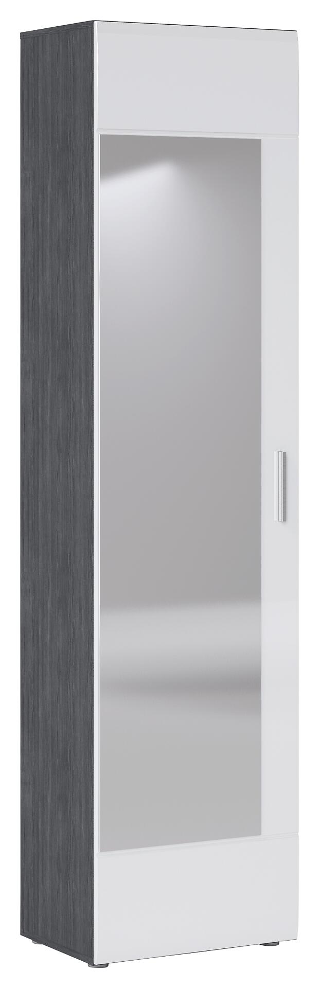 Garderobenschrank Salve Rauchsilber Nachbildung weiß Hochglanz B/H/T: ca. 50x198x35 cm