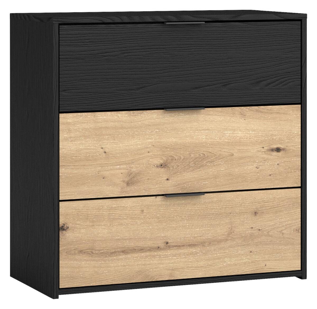 Kommode RIMINI schwarz Eiche Nachbildung B/H/T: ca. 80x80x40 cm