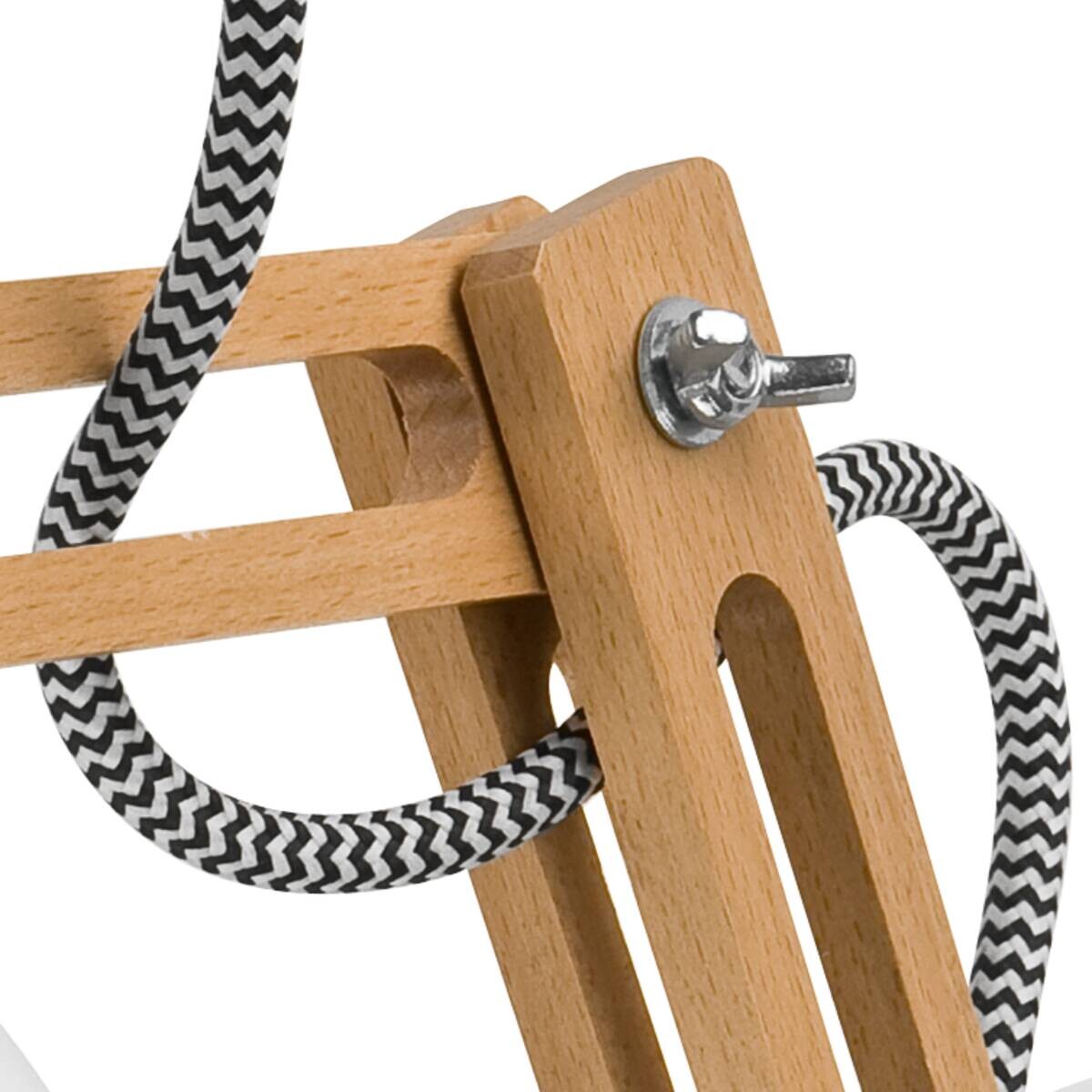 Lamkur Wandleuchte Marcello weiß Stahl Holz B/H/L: ca. 35x25x35 cm E14 1 Brennstellen