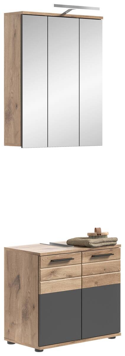 Badezimmer-Set MASON Nox Oak Nachbildung edles Basaltgrau Nachbildung B/H/T: ca. 60x190x34 cm