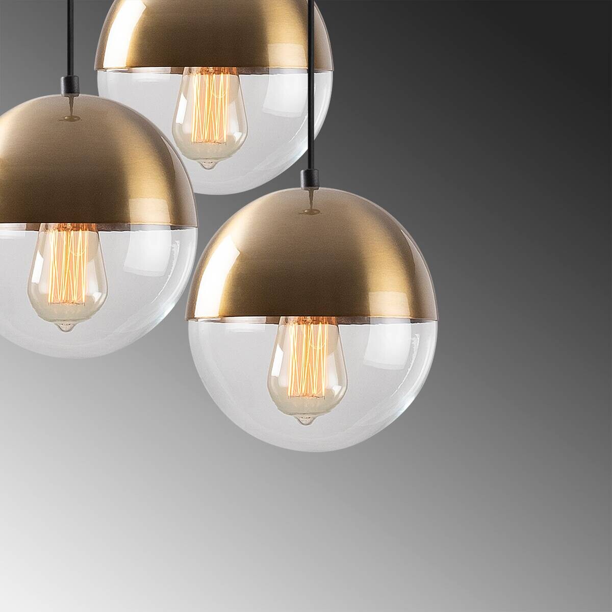 Opviq Pendelleuchte Bastos-6156 Metall Glas B/H/T/L/D: ca. 44x111x44x44x44 cm E27 3 Brennstellen