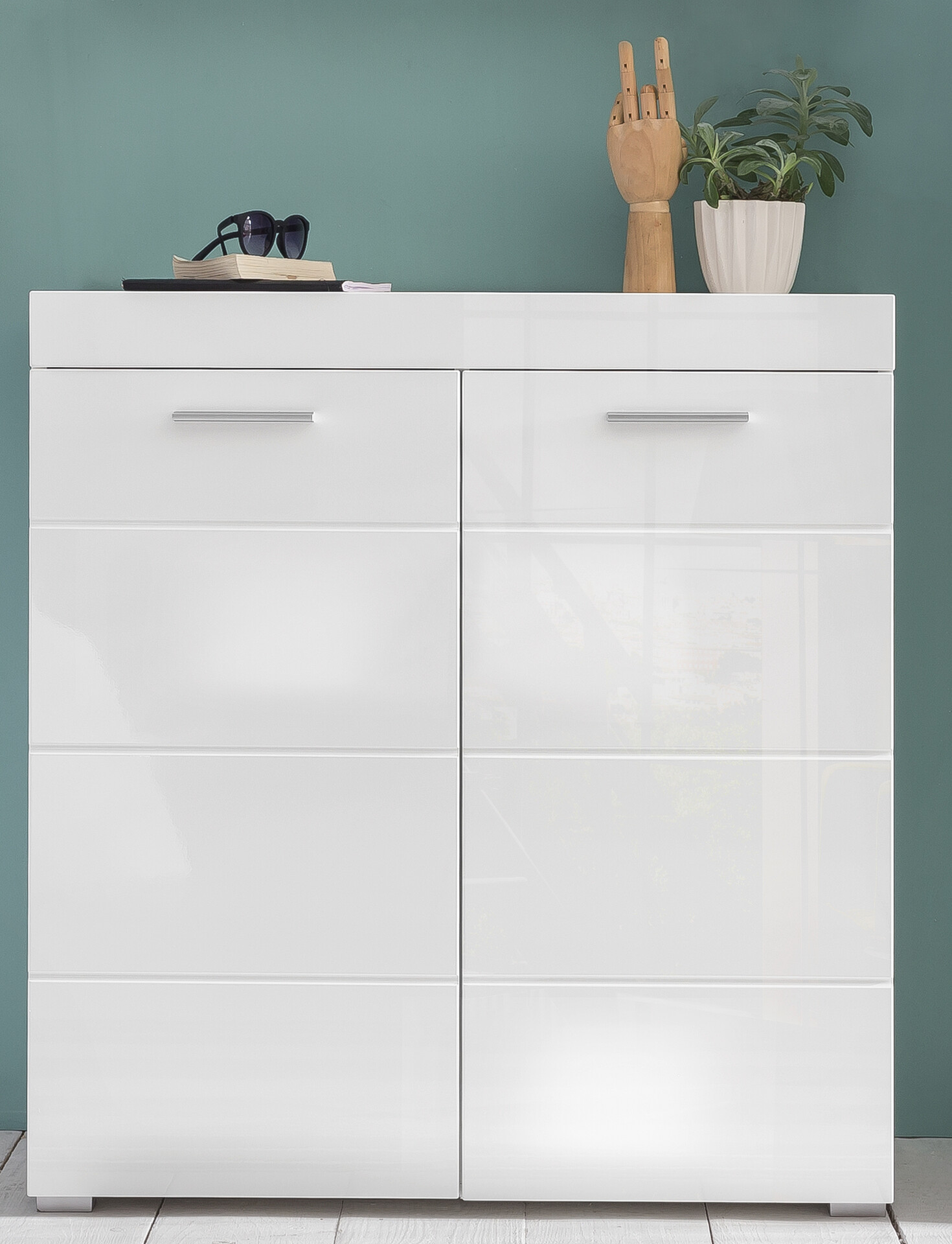 Schuhschrank Amanda weiß Hochglanz weiß B/H/T: ca. 91x97x38 cm