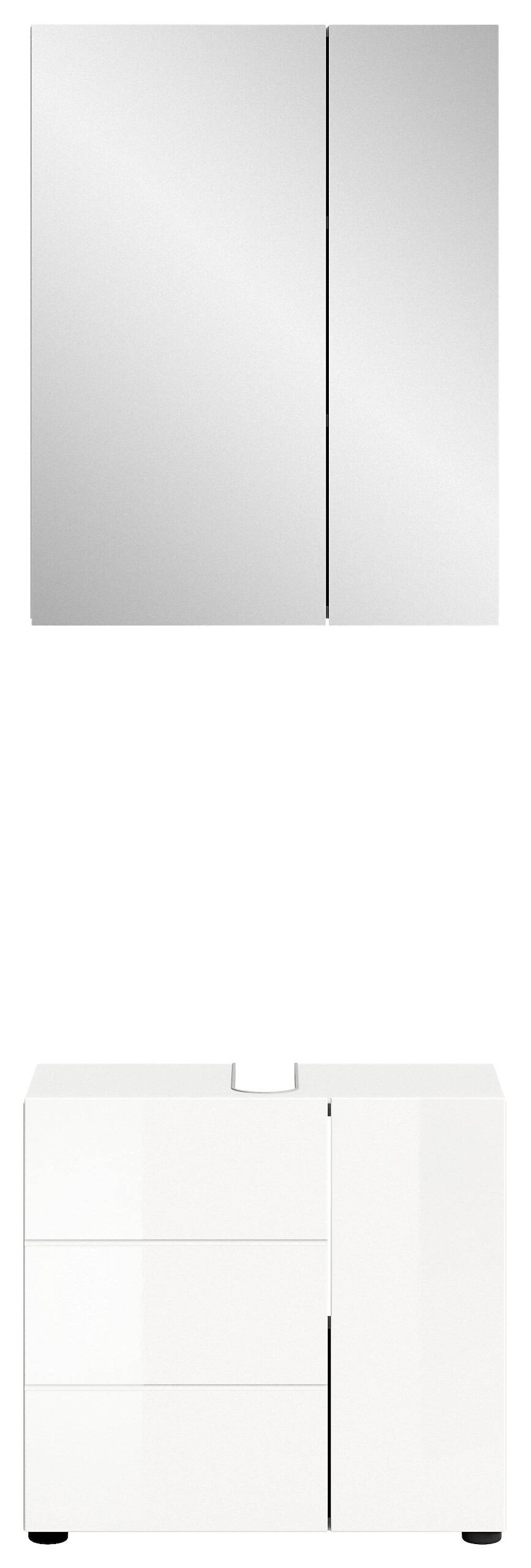 Badezimmer-Set VIRA weiß weiß Hochglanz B/H/T: ca. 60x190x34 cm