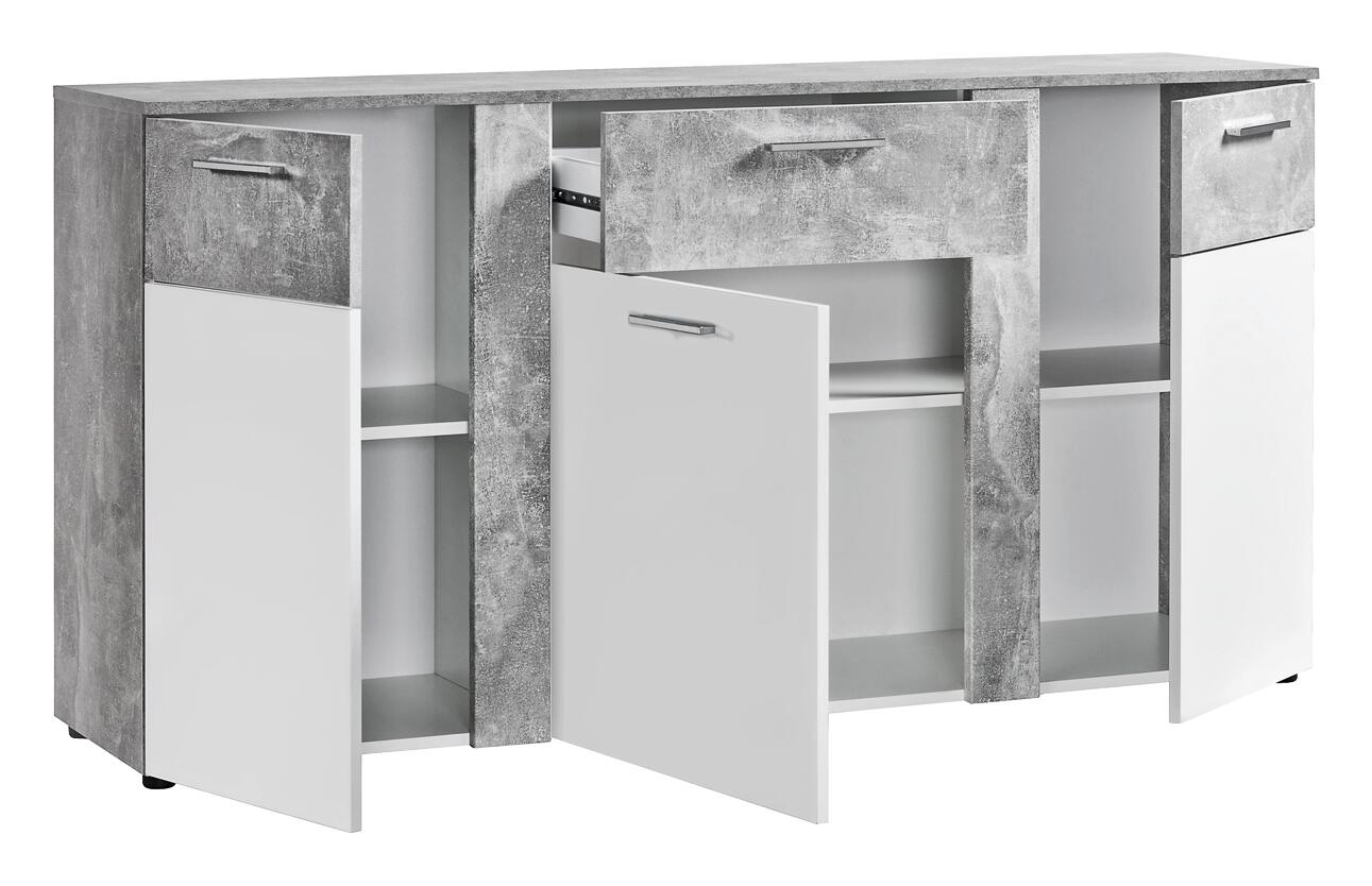 Kommode Trentino Beton Optik weiß B/H/T: ca. 155x81x40 cm