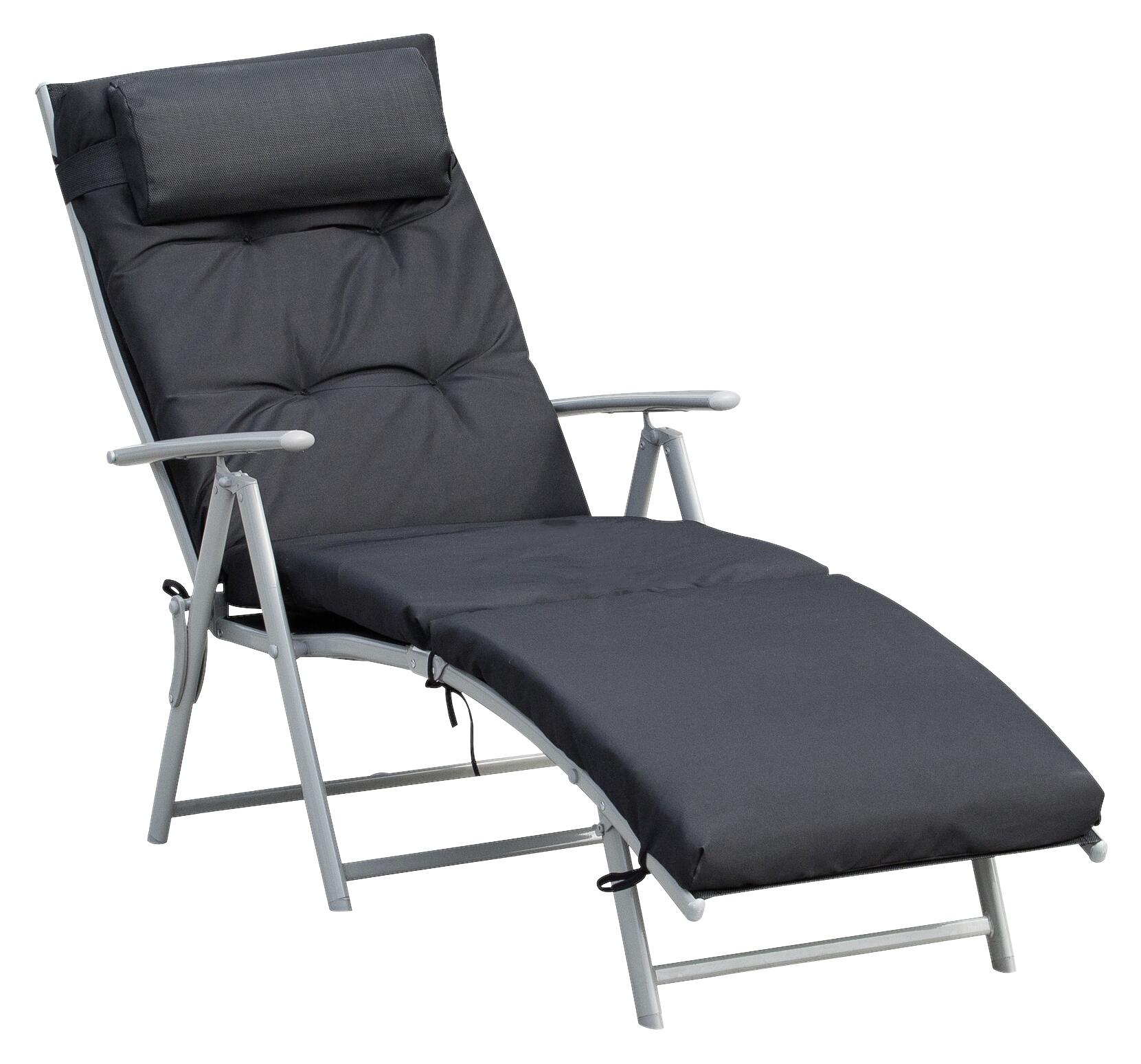 Outsunny Sonnenliege schwarz Metall B/H/L: ca. 64x101x180 cm