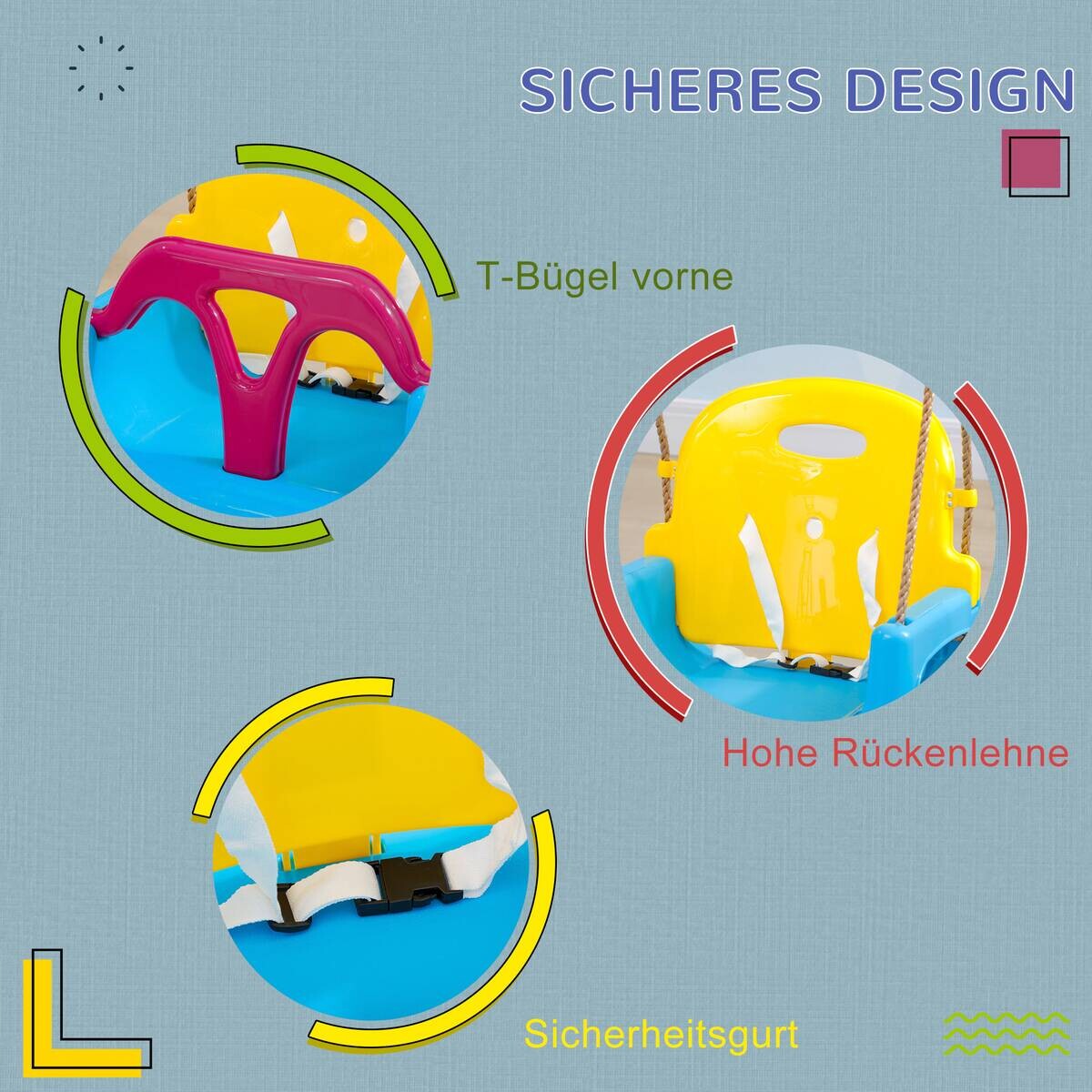 Outsunny Schaukel blau B/H/L: ca. 33x42x180 cm