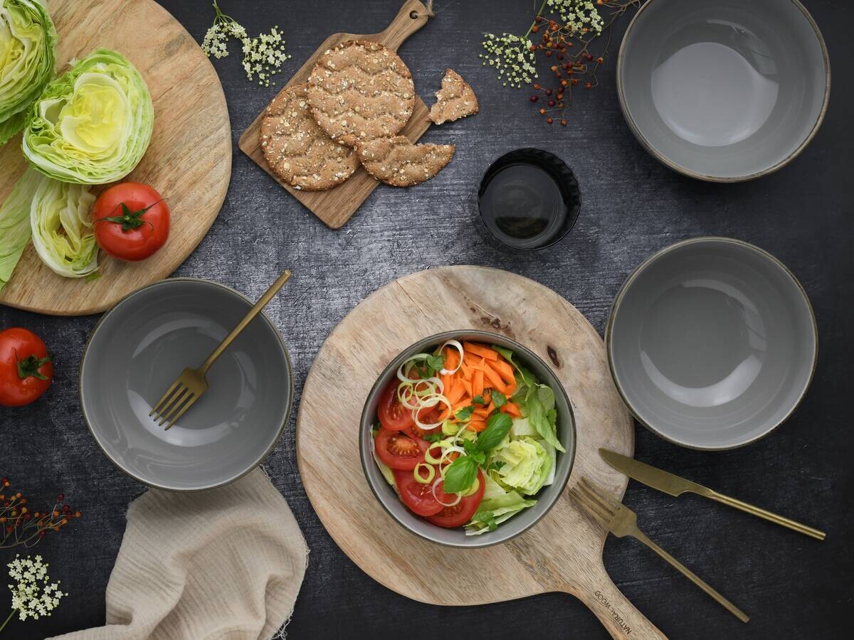 CreaTable Schüssel-Set Nature Collection Stone grau Steinzeug