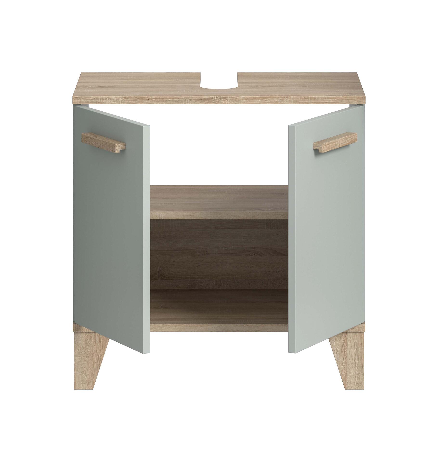 Waschbeckenunterschrank STAR hellgrün Eiche hell Nachbildung B/H/T: ca. 60x61x34 cm