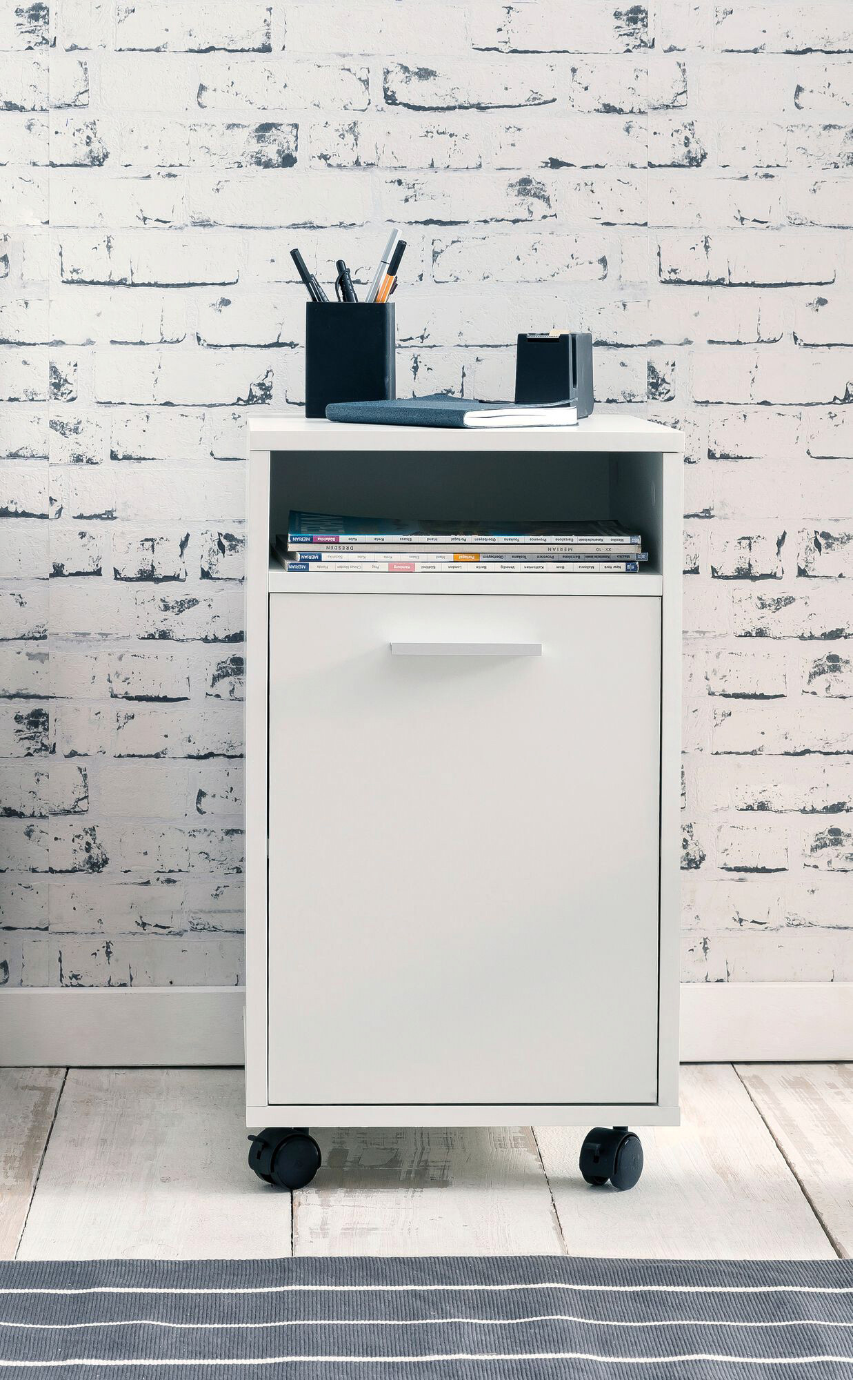 Rollcontainer weiß Spanplatte B/H/T: ca. 33x60x38 cm