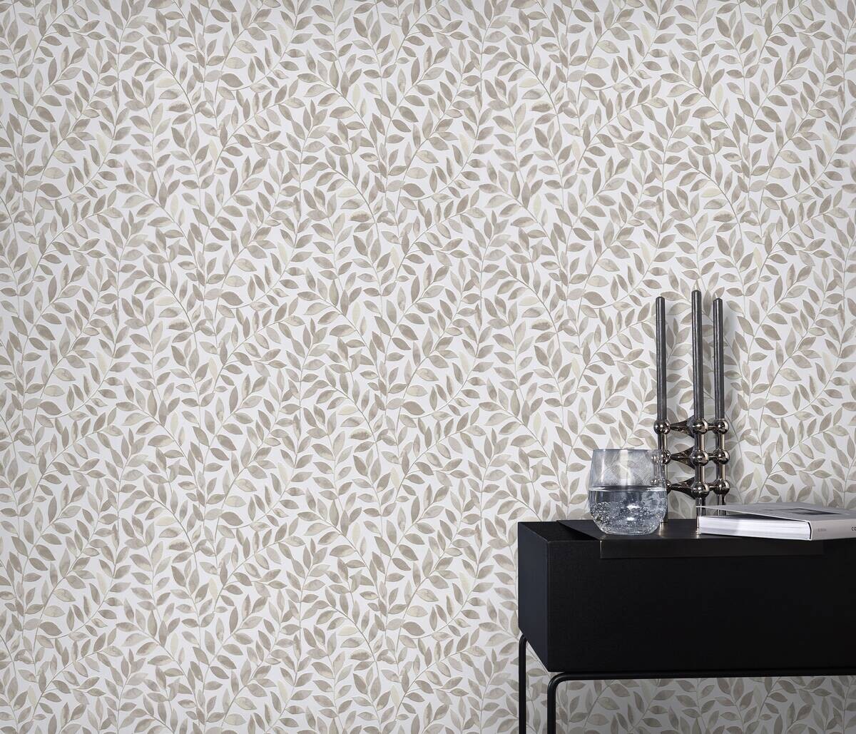 Erismann Vliestapete Blätter weiß beige B/L: ca. 53x1005 cm