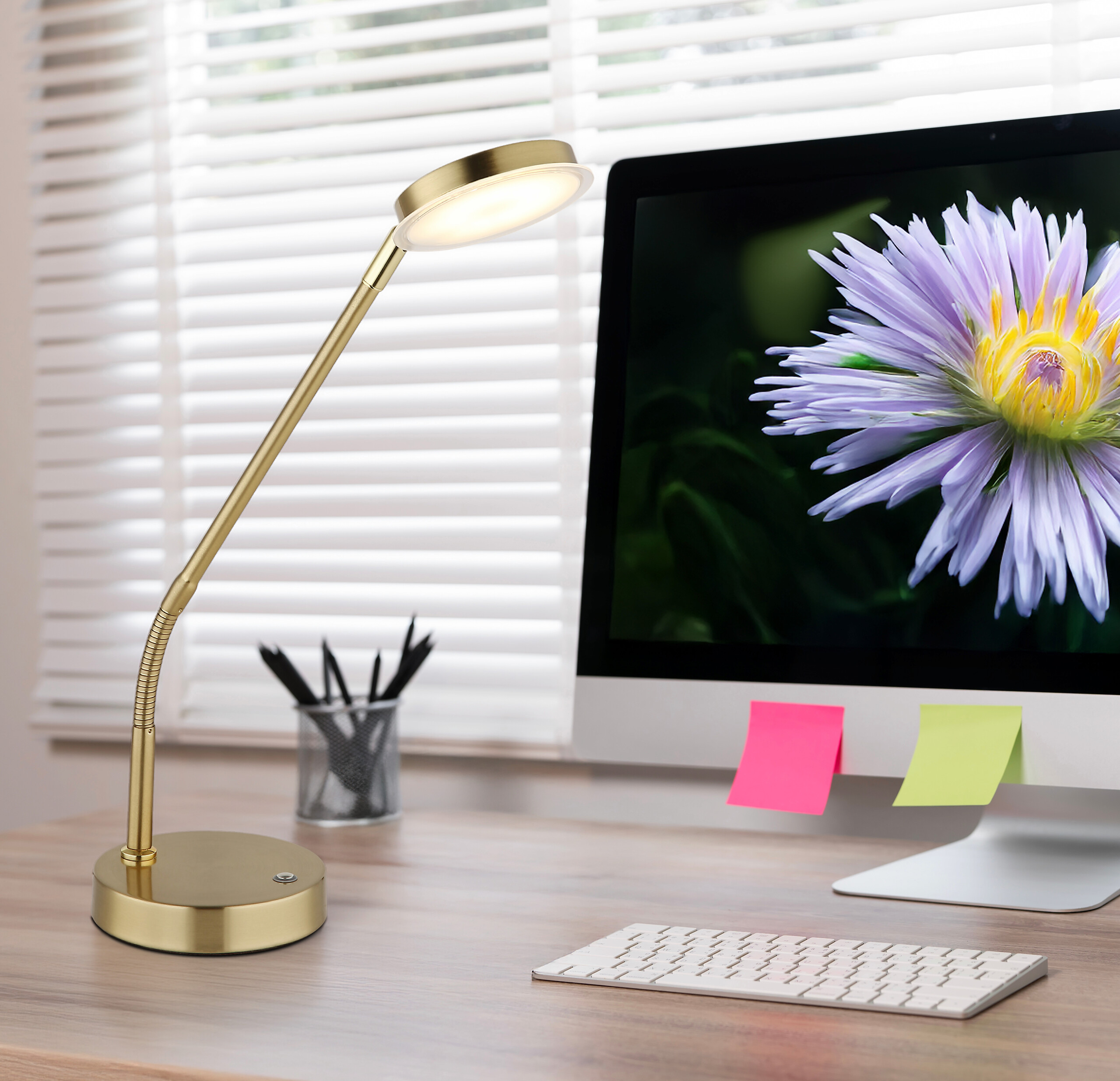 GLOBO Tischleuchte messing Metall B/H/L: ca. 13x53,5x43 cm 1 Brennstellen