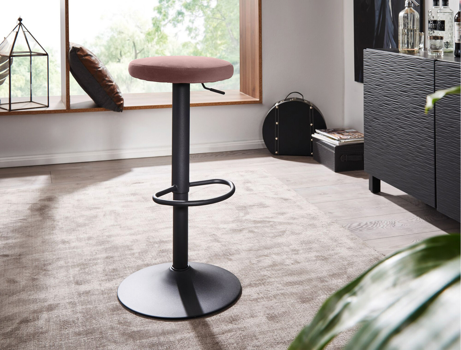 Barhocker rosa Stoff B/H/T: ca. 40x58x40 cm