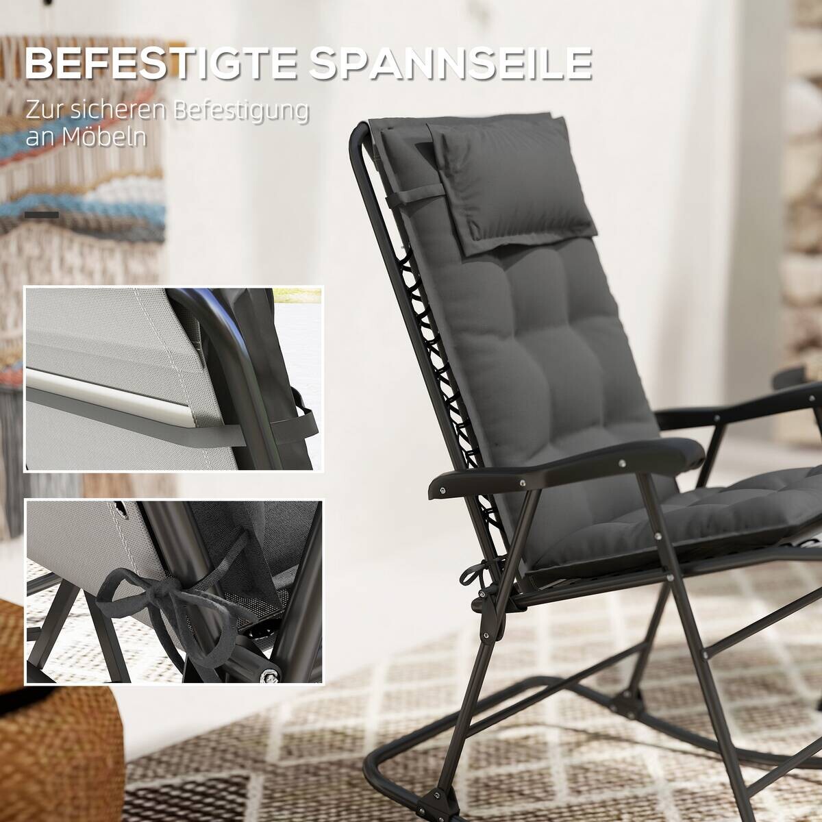 Outsunny Liegenauflage 2er Set dunkelgrau Polyester B/H/L: ca. 50x5x116 cm