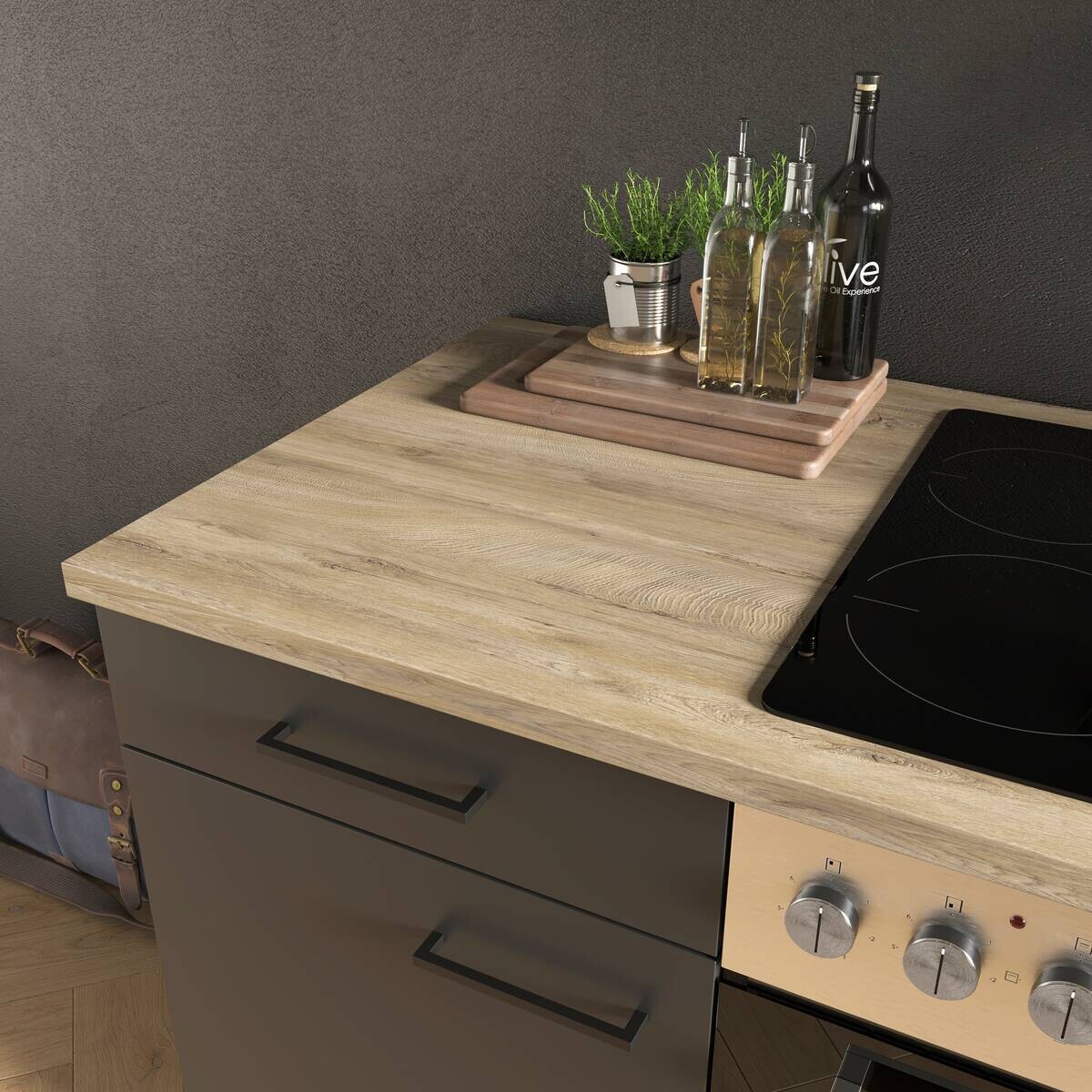 Küchenblock Capri schwarz matt B/H/T: ca. 210x200x60 cm