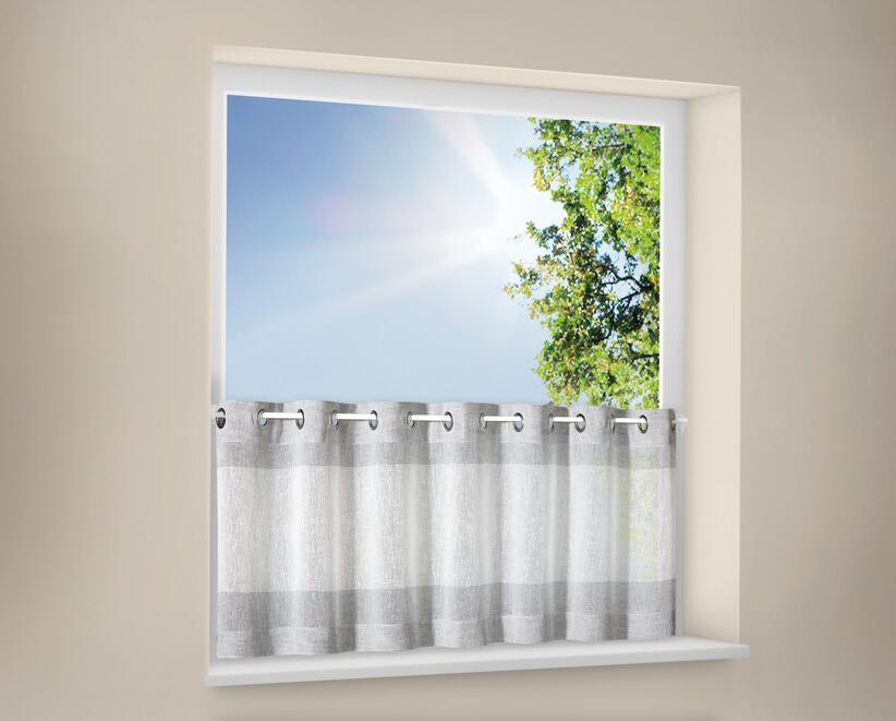 Happy Home Scheibengardine Streifen grau B/L: ca. 140x50 cm