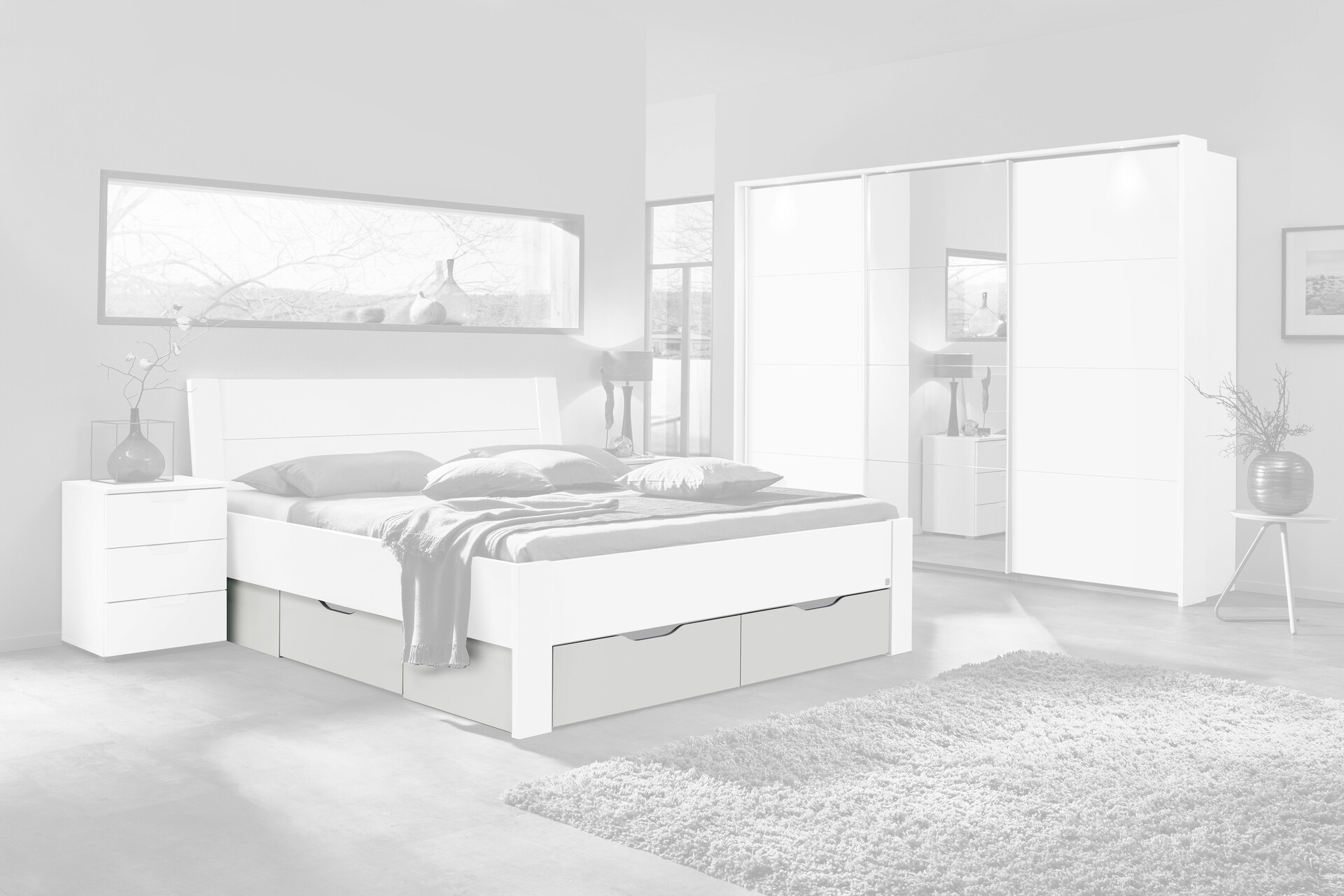 Sockelschubkasten Aditio Alpinweiß B/H/T: ca. 180x28x203 cm