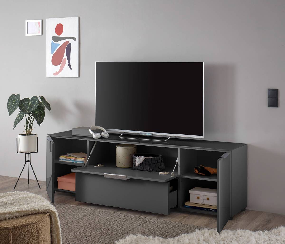 Lowboard Santorin anthrazit B/H/T: ca. 180x54x40 cm