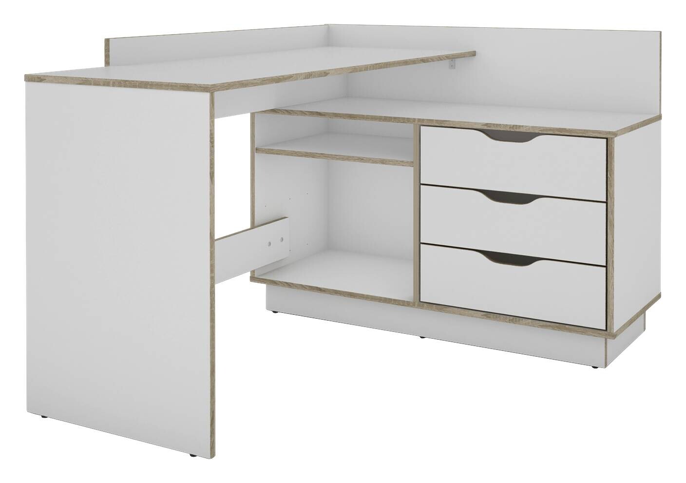 Schreibtisch BELFAST weiß Eiche Sonoma Nachbildung B/H/T: ca. 129x83,5x105 cm