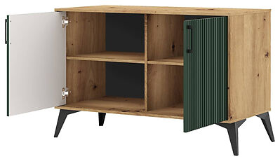 Thumbnail - Kommode LUGO Eiche Artisan Nachbildung grün softmatt B/H/T: ca. 108,2x78,4x40 cm