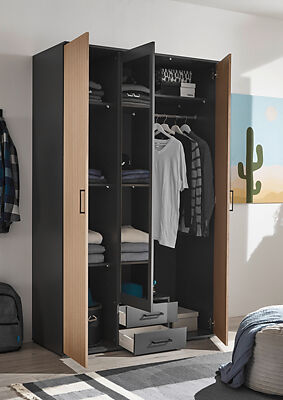 Thumbnail - Kleiderschrank Laurie Graphit B/H/T: ca. 120x196x54 cm