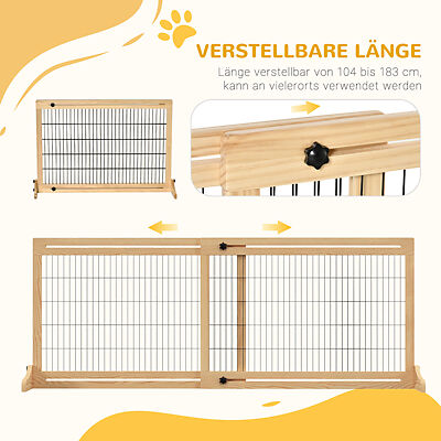 Thumbnail - PawHut Hunde Absperrgitter natur Stahl B/H/L: ca. 36x69x183 cm