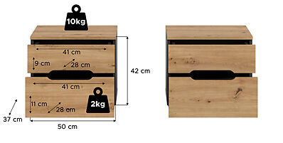 Thumbnail - Nachtkonsolen CANU, 2er-Set basaltgrau Artisan Nachbildung B/H/T: ca. 50x42x37 cm